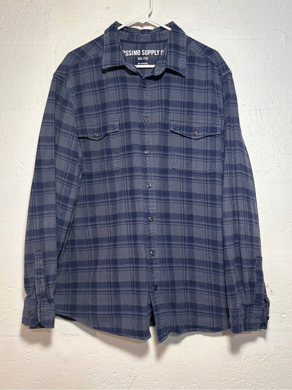 Mossimo Supply Co. Navy and Slate Plaid Button-Down Shirt